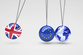 Brexit effect and global business consequences concept with Union Jack