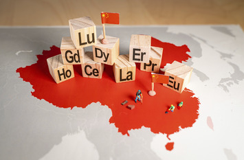 Rare earth elements over a map of China