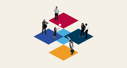 People on coloured fields