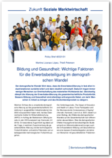Cover Policy Brief #2021/01: Bedeutung von Bildung und Gesundheit für die Erwerbsbeteiligung im demografischen Wandel