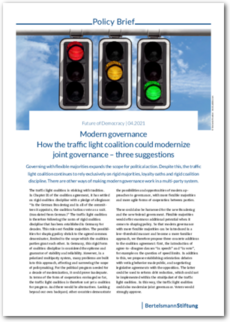 Cover Policy Brief 4/2021 - Modern governance How the traffic light coalition could modernize joint governance – three suggestions