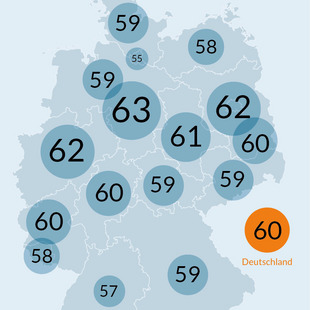 Grafik "Durchschnittlich zu versorgende Behandlungsfälle 2015." (Fälle pro Vollzeitkraft im Pflegedienst)