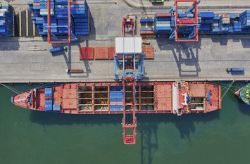 Containership in a harbour