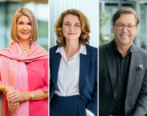 Die Mitglieder des Vorstands der Bertelsmann Stiftung ab dem 1. August 2025. Von links: Brigitte Mohn, Daniela Schwarzer, Wilfried Uhr.