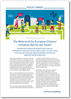 Cover Policy Brief 5/2018 - The Reform of the European Citizens' Initiative: Not for the Youth?