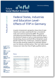 Cover Policy Brief #2013/05: <br/>Federal States, Industries and Education Level – Effects of TTIP in Germany
