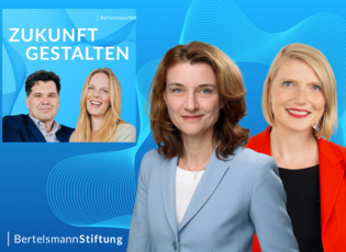 Titelbild der 40. Podcast-Folge von "Zukunft gestalten" mit Daniela Schwarzer und Cathryn Clüver Ashbrook mit dem Titel "Der Rückzug von Joe Biden – eine Chance für die amerikanische Demokratie?"