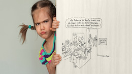 Mädchen mit Cartoon-Collage