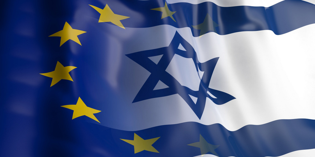 Flagge der EU und Israel