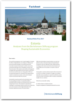 Cover Estonia: Analyses from the Bertelsmann Stiftung program Shaping Sustainable Economies