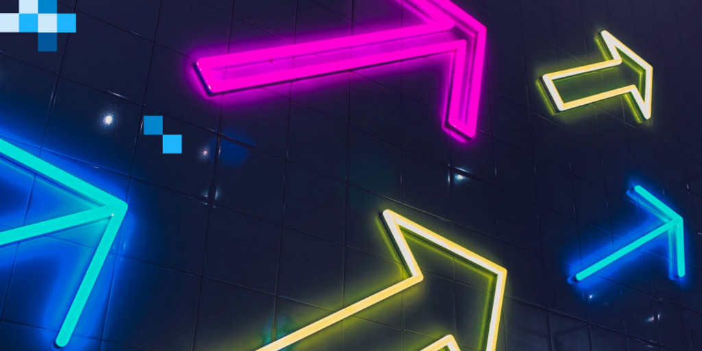 Colorful, bright arrows on a black background