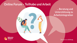 Grafische Darstellen von 2 Personen, die um ein großes Fragezeichen herum stehen