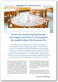 Cover Kosten der Anpassung bestehender Ganztagsgrundschulen an die Vorgaben des angekündigten Rechtsanspruchs