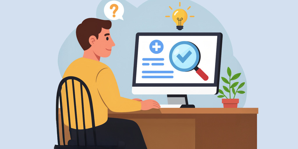 A man is searching for health-related online information