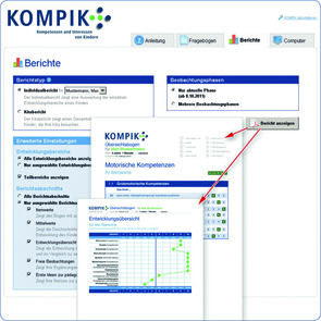 Schematischer Screen der Software