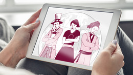 Mockup: image of woman holding a tablet