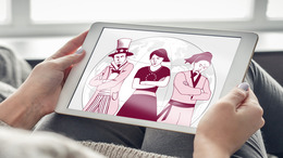 Mockup: image of woman holding a tablet