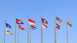 National flag of Association of Southeast Asisan Nations (or ASEAN) regional intergovernmental organization