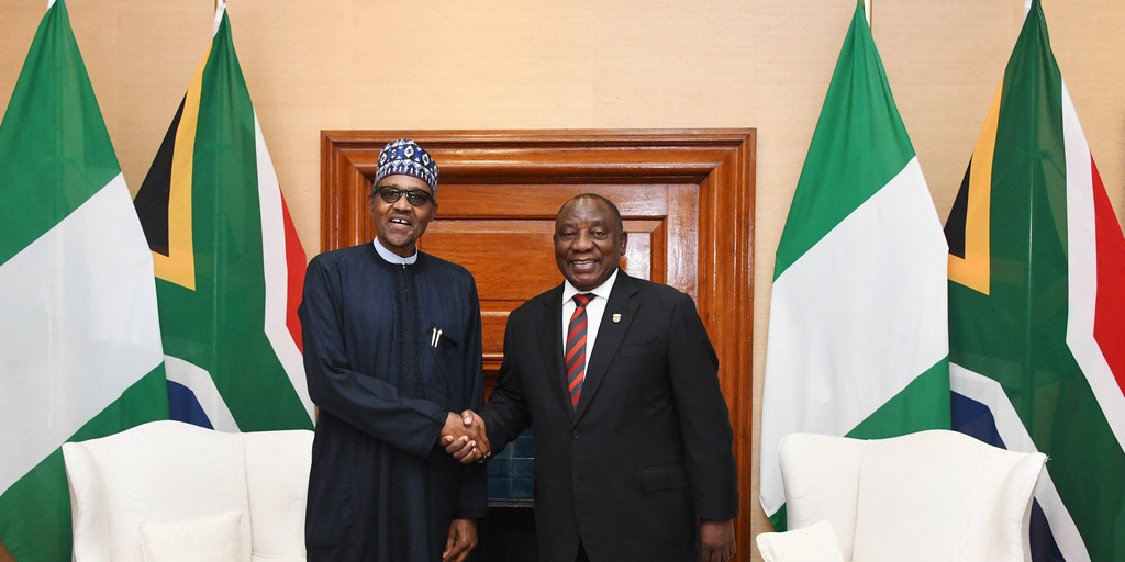 President Cyril Ramaphosa welcomes the President of Nigeria, Muhammadu Buhari to South Africa. Photo: GovernmentZA via flickr.com. CC BY-ND 2.0