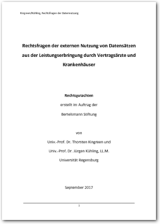 Cover Rechtsfragen der externen Nutzung von Datensätzen aus der Leistungserbringung durch Vertragsärzte und Krankenhäuser