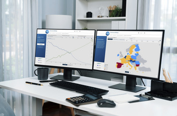 two screens with website-photos