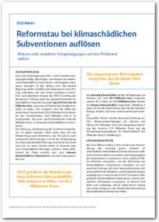 Cover Reformstau bei klimaschädlichen Subventionen auflösen