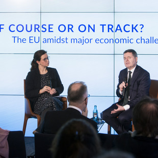 Paschal Donohoe and Katharina Gnath, Event "Off course or on track? The EU amidst major economic challenges - Discussion on 16.03.2023 with Paschal Donohoe, Paschal Donohoe, Irish Minister and President of the Eurogroup