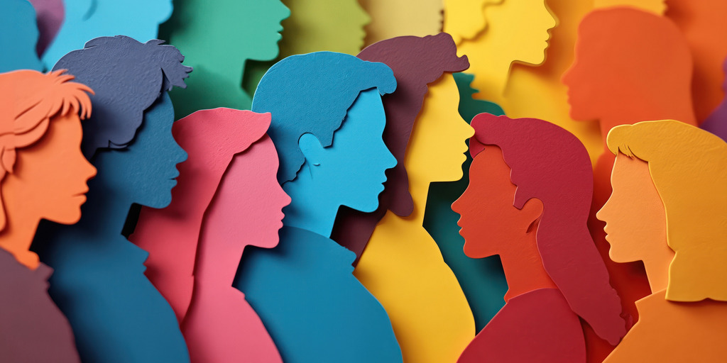 Bunte Silhouetten verschiedener Menschen