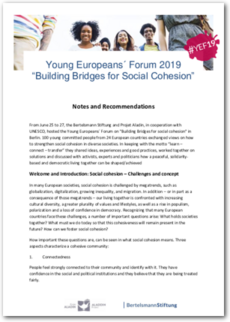 Cover Young Europeans´ Forum 2019 “Building Bridges for Social Cohesion”