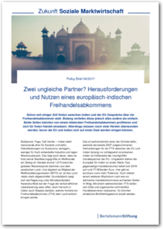 Cover Policy Brief #2017/06: Zwei ungleiche Partner? Herausforderungen und Nutzen eines europäisch-indischen Freihandelsabkommens