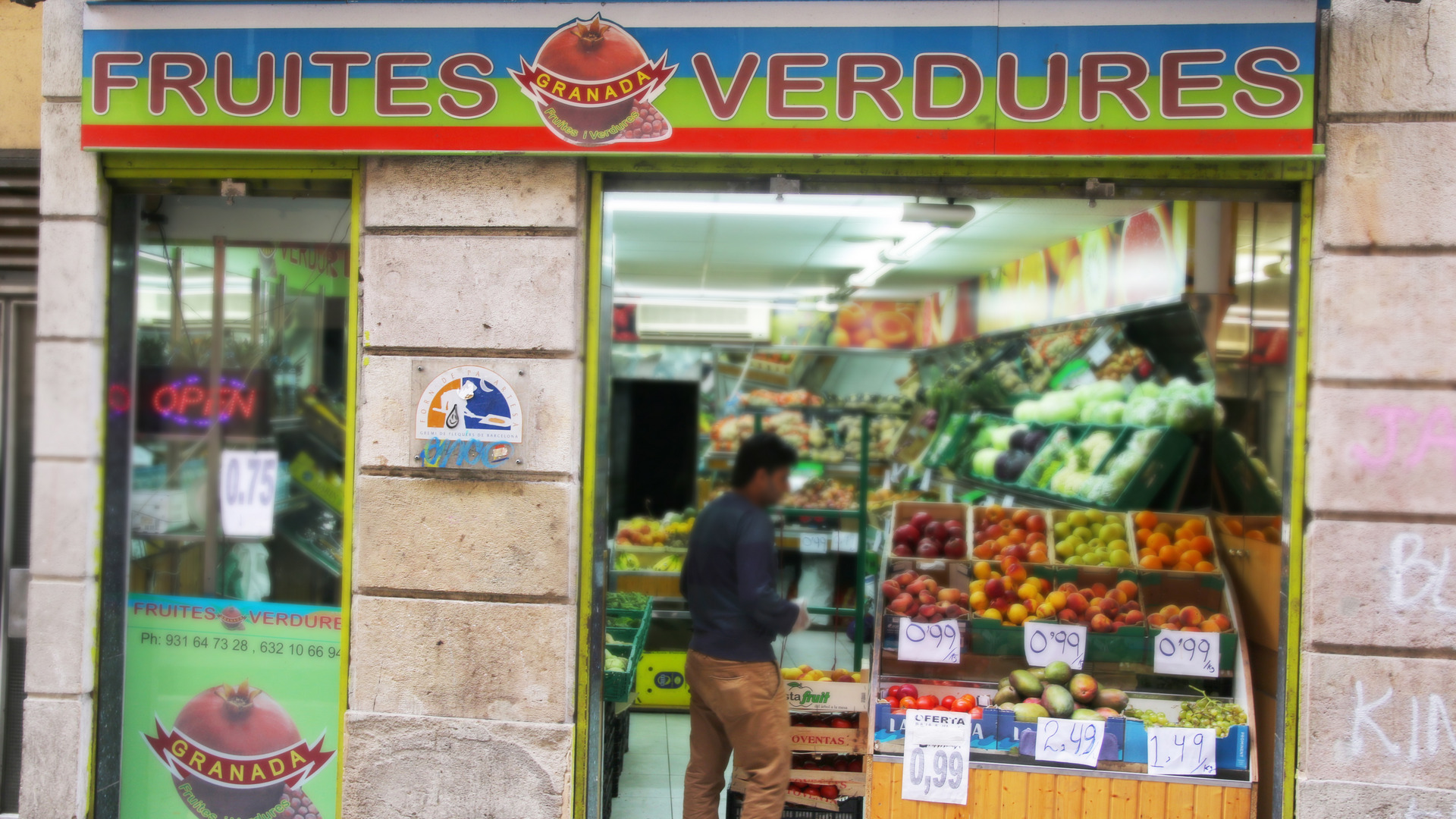 A store in the district Raval in the old town of Barcelona