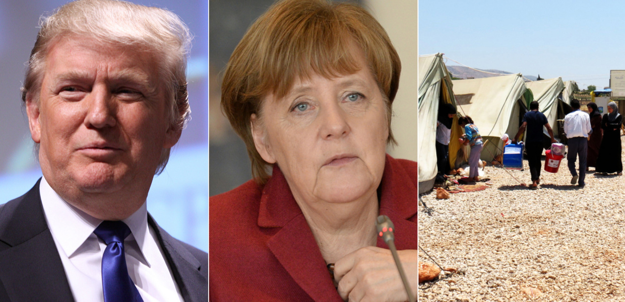 Trump, Merkel. Picture of Syria