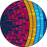 Big Data Visualisierung. Abstract Stream Informationen mit Kreisen Array und Bin&auml;rcode.