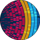 Big Data Visualisierung. Abstract Stream Informationen mit Kreisen Array und Bin&auml;rcode.