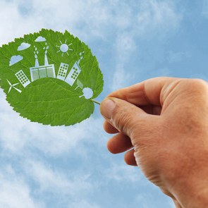 hand holding Green energy concept, cut the leaves of plants