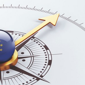 Compass with stars of Europe