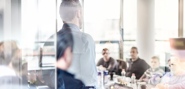 Business man making a presentation at office