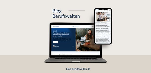 Auf einem Laptop und einem Smartphone ist der Blog Berufswelten der Bertelsmann Stiftung zu sehen.