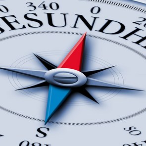 Ein Kompass mit der Aufschrift Gesundheit