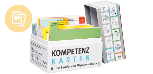 Eine Kartenbox mit Kompetenz-Karten.